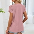 thumbnail image 5 of Womens V Neck Tops Short Sleeve Shirts Blouses Dressy Casual Cap Sleeve Eyelet Embroidered Tees with Curved Hem, 5 of 6