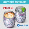 thumbnail image 4 of Floral 12oz Stainless Steel Insulated Wine Tumbler with Lid and Straw – Double Wall Vacuum Mug for Hot & Cold Drinks, 304 Steel Interior, Sweat-Free Design,Thanksgiving,Christmas, Spring,Flower, 4 of 5