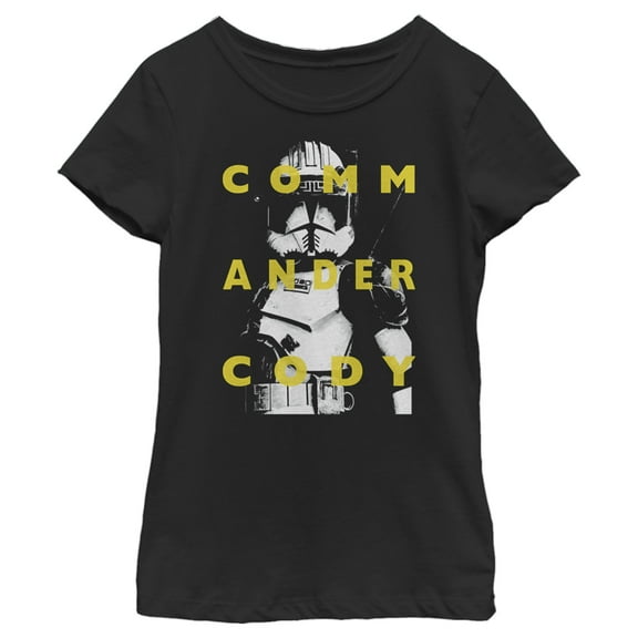 Girl's Star Wars: The Clone Wars Commander Cody Text Overlay Graphic Tee Black Medium