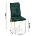 thumbnail image 6 of Dining Chairs Set of 2, Velvet Upholstered Accent Chairs with Tufted Back and Gold Metal Legs, 2-Pieces Modern Chairs High Back Nordic Kitchen Chairs for Dining Room Kitchen Vanity Patio, Green, 6 of 6