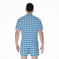 thumbnail image 2 of Blue And White Check Pattern Short Sleeve Men'S Rompers, Checkered Caro Plaid Tartan Casual Summer Jumpsuits Outfit, 2 of 4