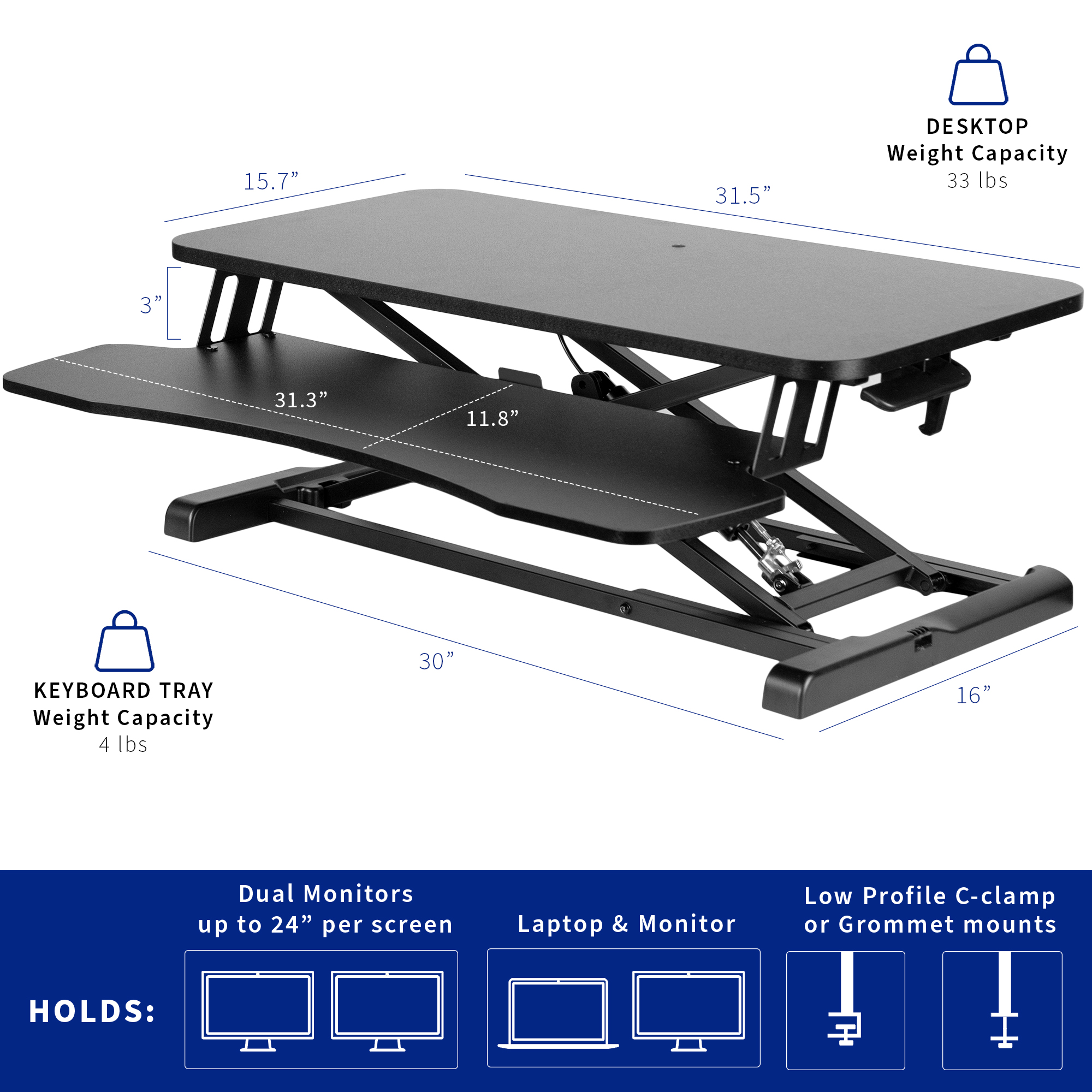 vivo 32 inch standing desk converter