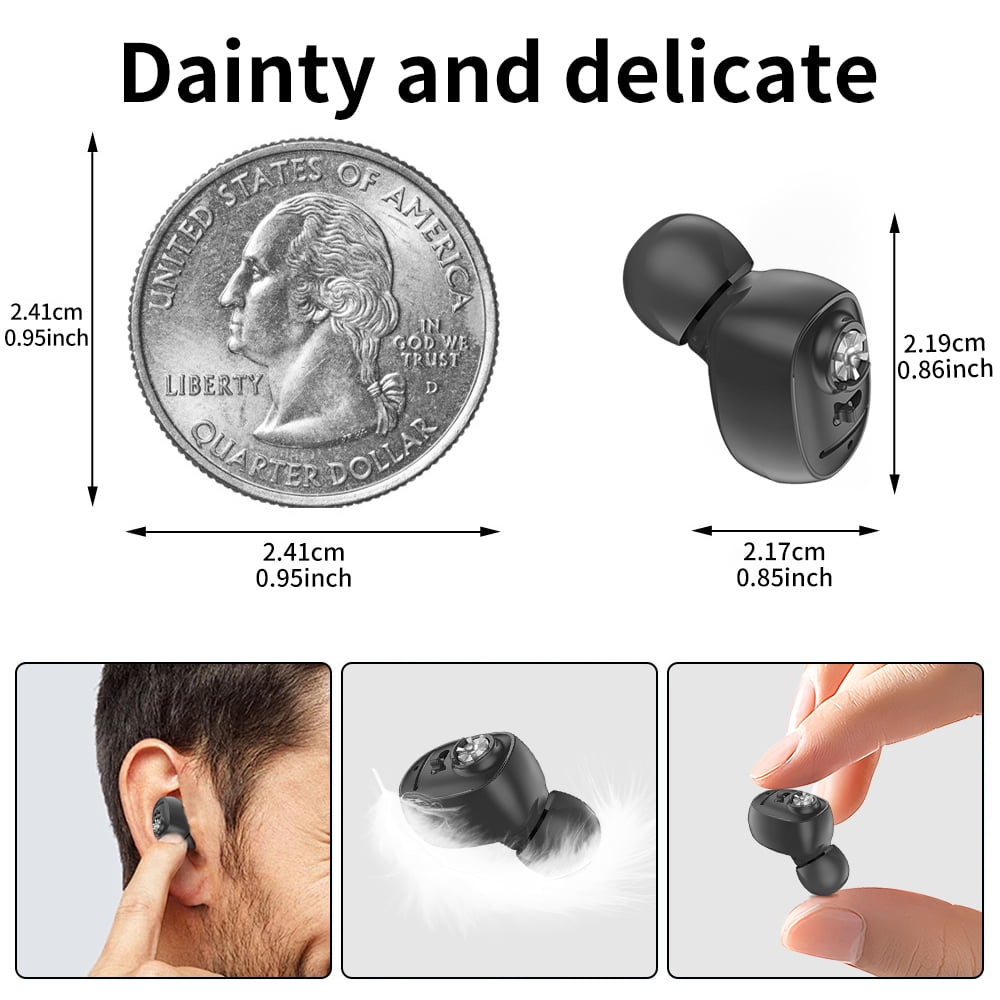 HIBRIQ Rechargeable Invisible Hearing Aids with Charging Base & Noise Cancelling for Seniors HH-1607