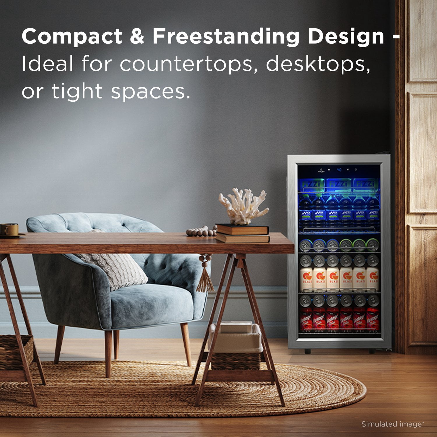 TCL Stainless Steel Single Door 121 Can Beverage Cooler for Kitchen, Bedroom & Office, 3.0 Cu. Ft.