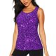 thumbnail image 1 of Fotbe Purple Glitter Blusas Sin Mangas para Mujer – Estilo Casual, Corte Suelto, Slim-Fit, Cuello Redondo Deportivo, Tops de Verano para Gimnasio y Yoga-Medium, 1 of 7