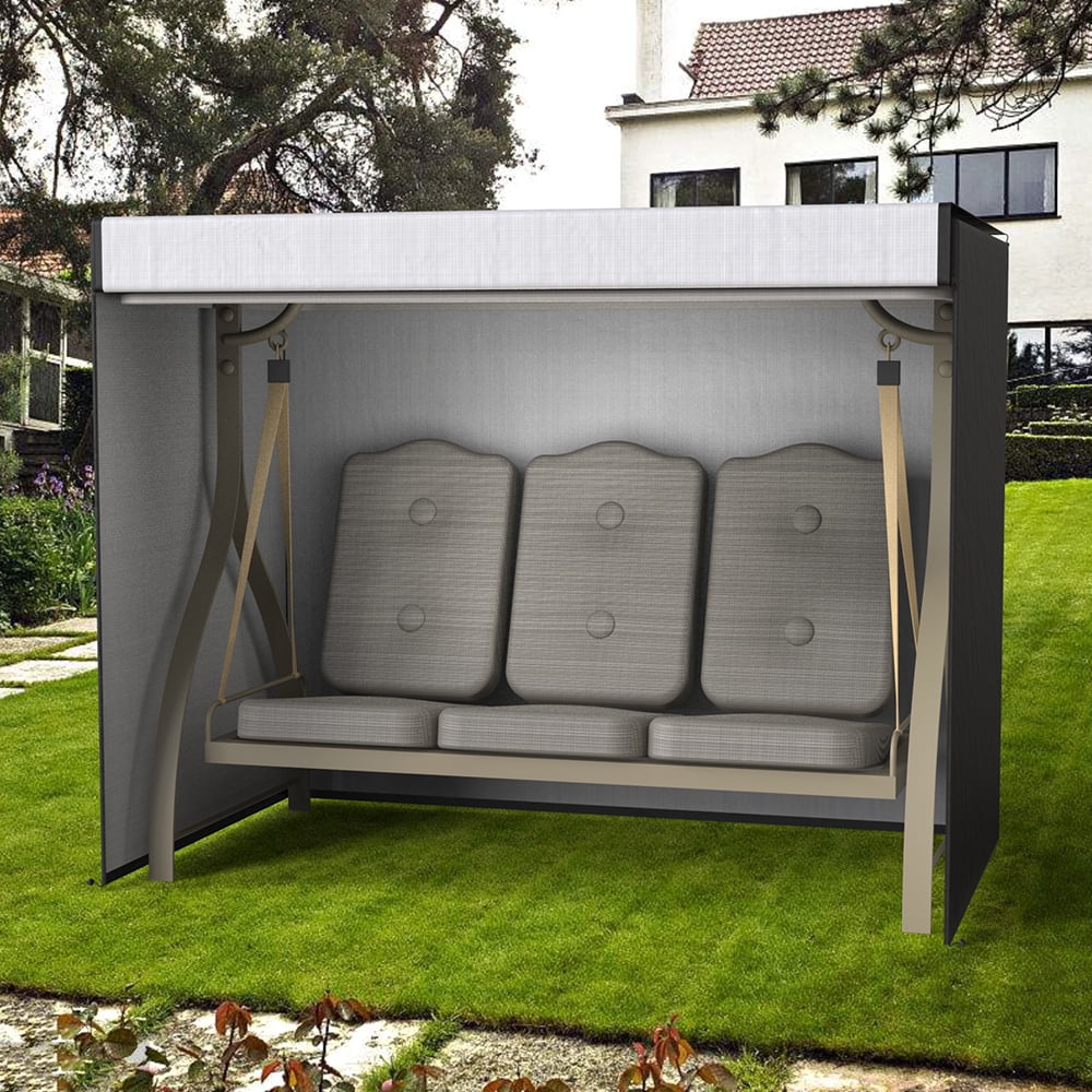 Vensio Black 3-Seater Patio Swing Cover Waterproof 220x125x170cm Heavy Duty Polyethylene Outdoor Furniture Protector