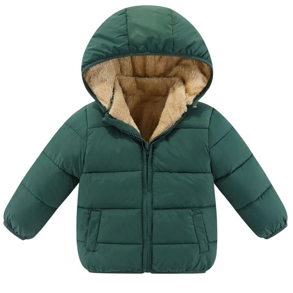 Povozer Toddler Baby Boys Girls Hooded Puffer Jacket Kids Thicken Warm Winter Coat Outerwear(Green,12-18 Months)