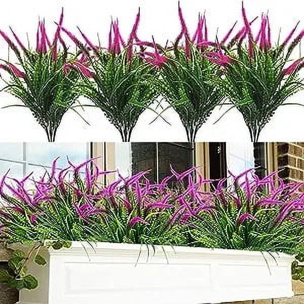 Namzi -a Artificial Plants Flowers Fake Outdoor UV Resistant Plants Faux Plastic Greenery Shrubs Indoor Outside for Home Decor 12Pcs,Light Purple