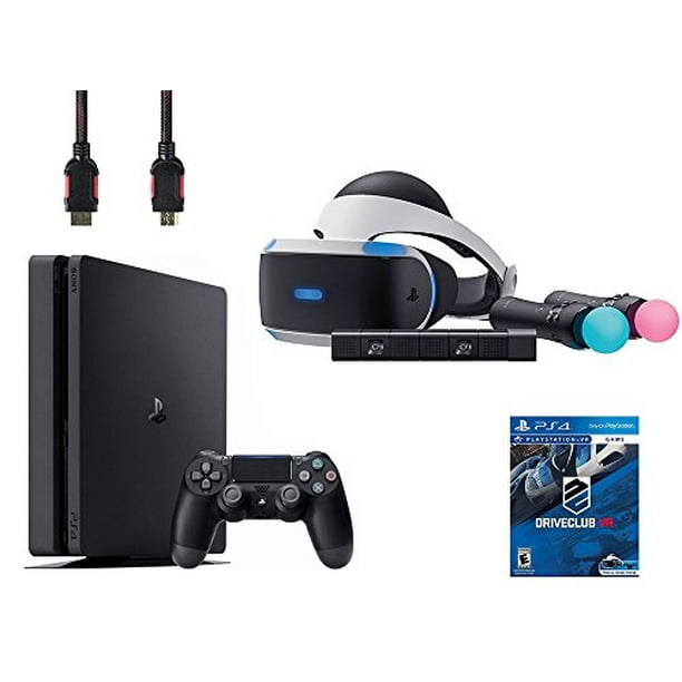 Playstation Vr Start Bundle 5 Items Vr Headset Move Controller Playstation Camera Motion Sensor Sony Ps4 Slim 1tb Console Jet Black And Vr Game Disc Psvr Driveclub Ncharted 4 Walmart Com Walmart Com