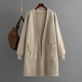 thumbnail image 2 of Lovskoo Cardigan Sweaters for Women Open Front Long Sleeve Solid Color Loose Jacket Oversized Winter Outerwear Tops Khaki, 2 of 7