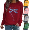 thumbnail image 3 of EQWLJWE Chandails Imprimés Libellule pour Femmes Tunique à Manches Longues Col Rond Blouses Chandails en Molleton d'Halloween pour Femmes, 3 of 8