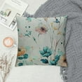 thumbnail image 2 of Fenyluxe Watercolor Floral Pillow Covers, Spring Teal Flower Decorative Throw Pillows Farmhouse Floral Pillow Case for Sofa Bedroom Living Room Indoor Outdoor 20x20in, 2 of 5