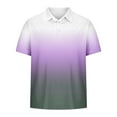 thumbnail image 3 of Mens Polo Shirts 3xl V Neck Gradient Print Casual Vintage Classic Golf Shirt Active Fit Summer Beach Streetwear,White,XXXXXL, 3 of 5
