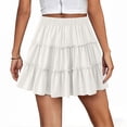 thumbnail image 6 of QATAINLAV Womens Summer Solid Color Ruffle Mini Skirt Tiered High Waist A Line Skirts Cute Flowy Athletic Golf Tennis Skirt White M, 6 of 7