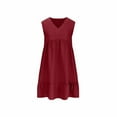 thumbnail image 5 of Spazoro Toddler Girls A-Line Dress, Round Neck Casual Sleeveless Solid Color Princess Dresses for Child Girls Wine Size 13-14T, 5 of 5
