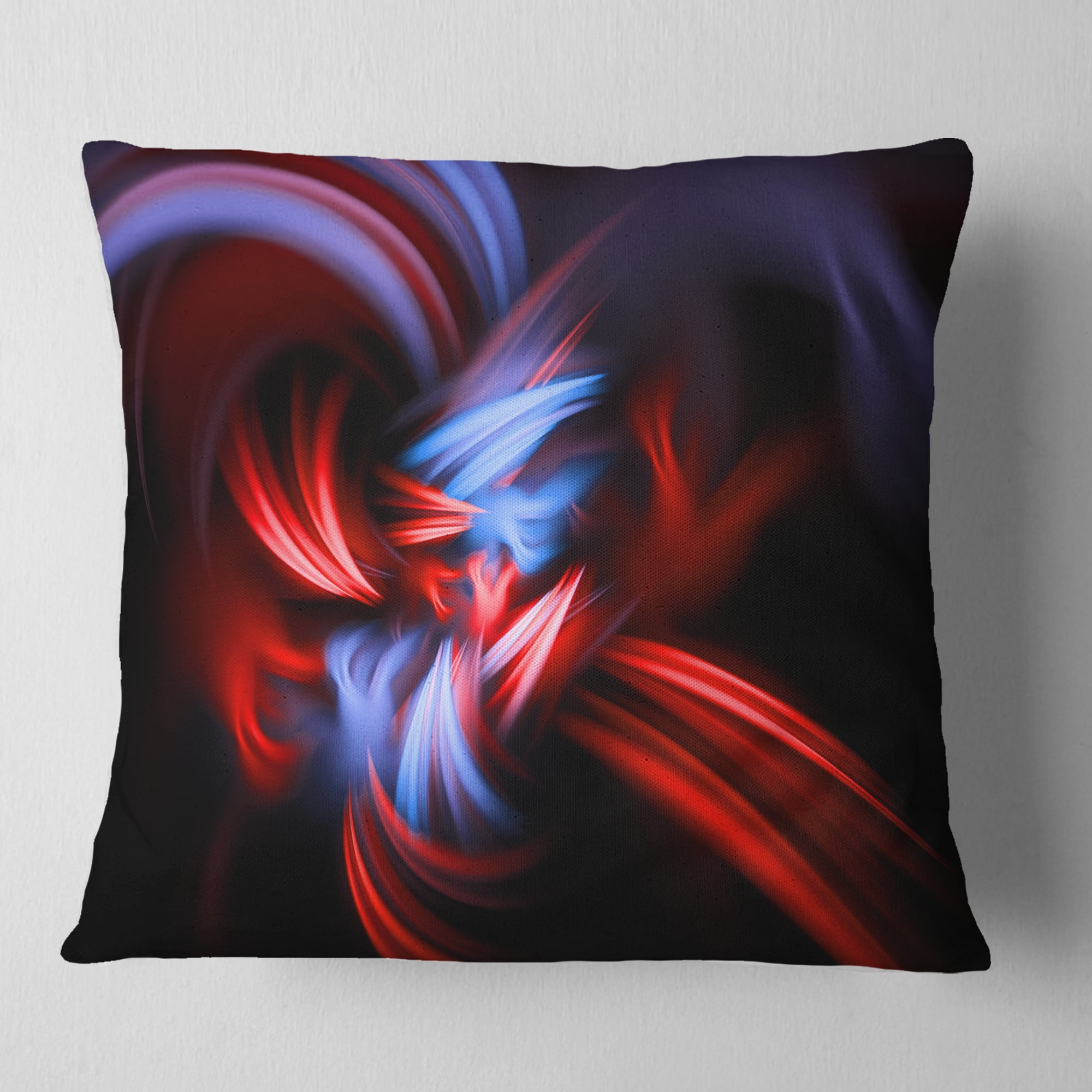 Designart Fractal Red Connected Stripes - Contemporary Throw Pillow - 16x16