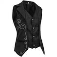 thumbnail image 3 of TFEOQRY Men's Gothic Vest Dress Medieval Court Dress Jacquard Retro Tailcoat Vest Sleeveless Hoodless Jackets Black, 3 of 8