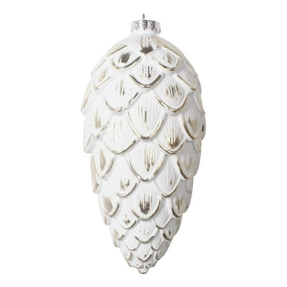 Pemberly Row 8" Pinecone Christmas Ornaments - Brushed Champagne Gold (Set of 2)