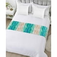 thumbnail image 5 of Bed Runner Scarf Twin Size, Summer Turquoise Beach Stain Bed Runners & Scarves for Foot of Beds, Sand Coastal Waves Gradient Decorative Bedding Runner Scarf for Hotel Home Bedroom, 5 of 6