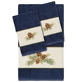 thumbnail image 2 of Linum Home Textiles 3-Pieces Nature Turkish Cotton Embellished Towel Set, 27" x 54", Blue, 2 of 3