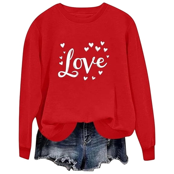 Curuila Kids Toddler Girls Boys T Shirts Long Sleeve Valentine'S Day Letter Print Crew Neck Comfort Fashion Tops Red Size 2-3 Years
