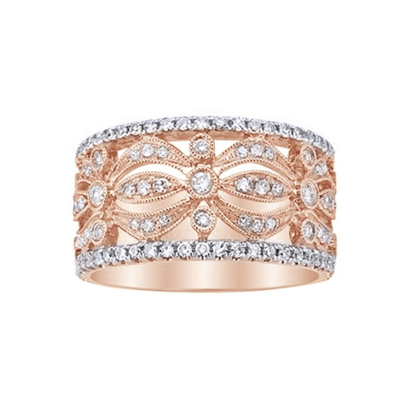 AFFY White Natural Diamond Fashion Ring In 10k Rose Gold (0.75 Cttw)