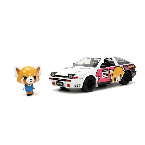Jada Toys Sanrio 1:24 1986 Toyota Trueno (AE86) Die-Cast Car & Aggretsuko️ Figure