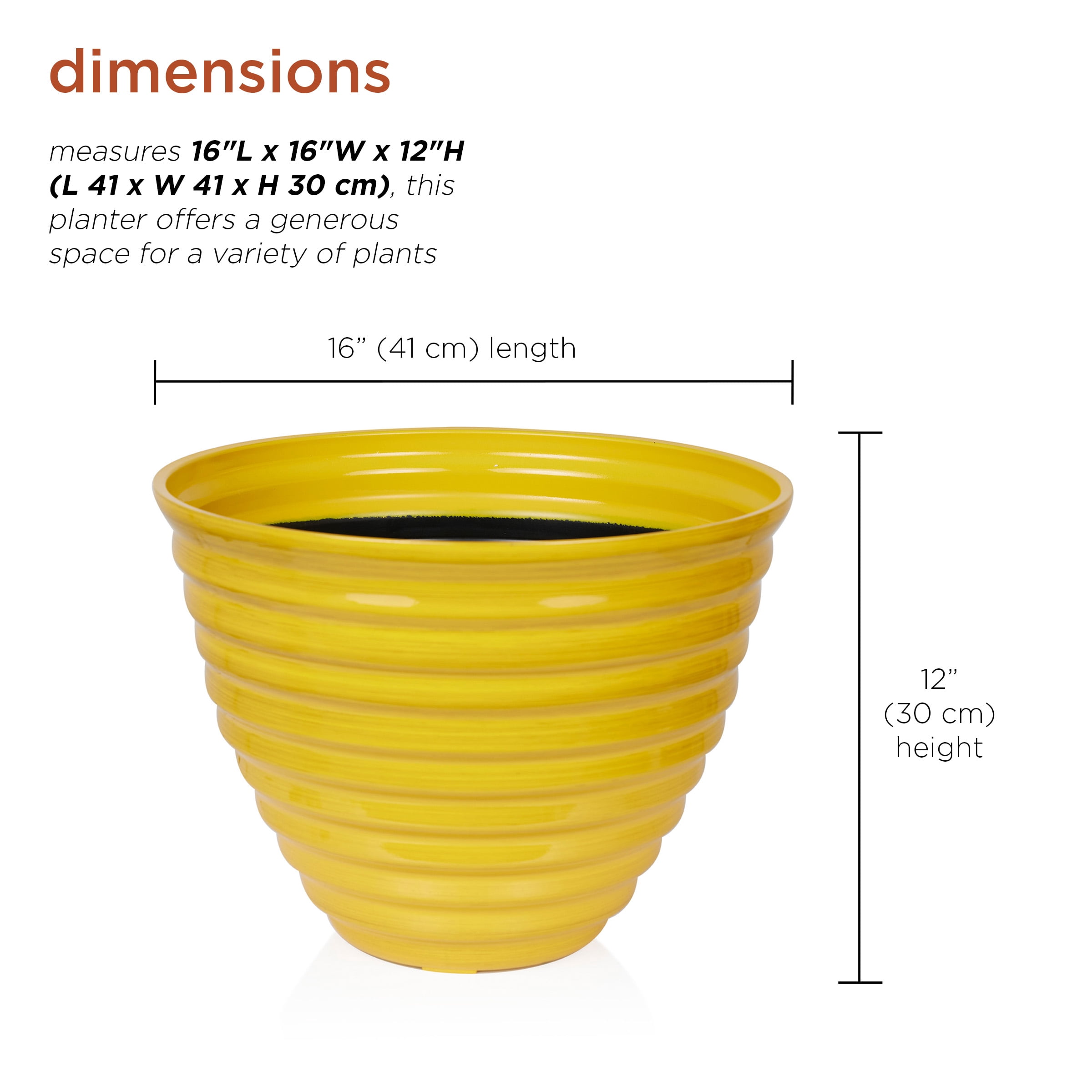 Alpine Corporation 16" Yellow Glazed Planter