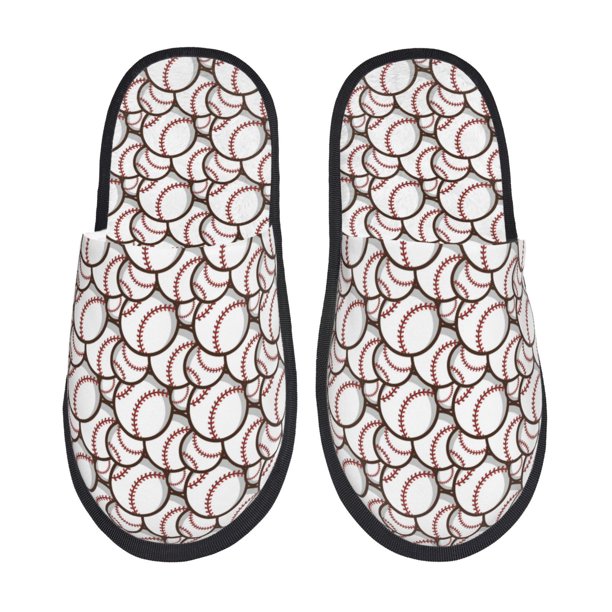 Fotbe Cute Baseball Pantuflas Peludas para Mujer con Estampado, Zapatillas de Peluche, Zapatos de Invierno para Casa, Uso Interior y Exterior-Medium
