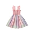 thumbnail image 1 of Kmbangi Robe Superposée Dégradée pour Tout-Petits Filles, Robe en Maille Tulle Froncée à Manches Volantées, Robe d'Été Décontractée de Princesse 1-6T, 1 of 8