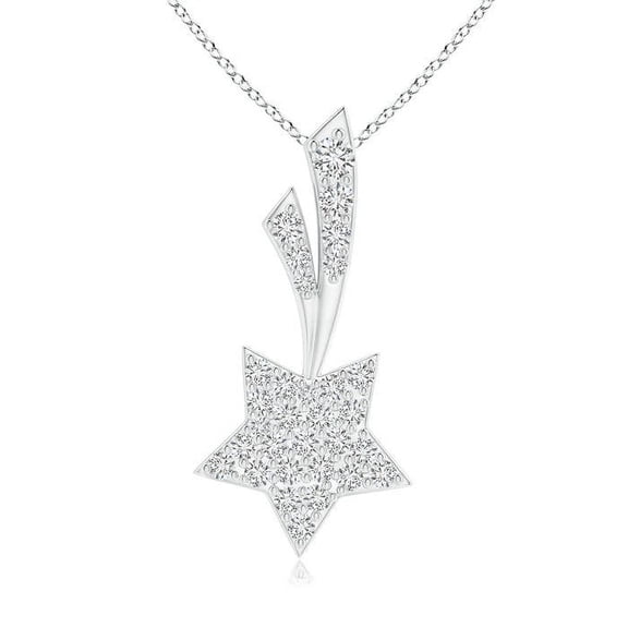 Angara Natural 0.2 Ct.tw. Diamond Shooting Star Pendant Necklace in 14K White Gold for Women