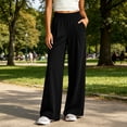 thumbnail image 2 of Aezemi Women Wide Leg Lightweight Pants Elastic Waist Loose Fit Flowy Palazzo Long Pants Summer Fall Outdoor Fashion Casual Trousers with Pockets 3XL, 2 of 6