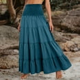 thumbnail image 2 of GEWSEY Women's Summer Casual Elegant Smock Layered Tiered Maxi Skirt High Waisted A Line Flowy Long Skirts with Pockets (Blue, XL), 2 of 4