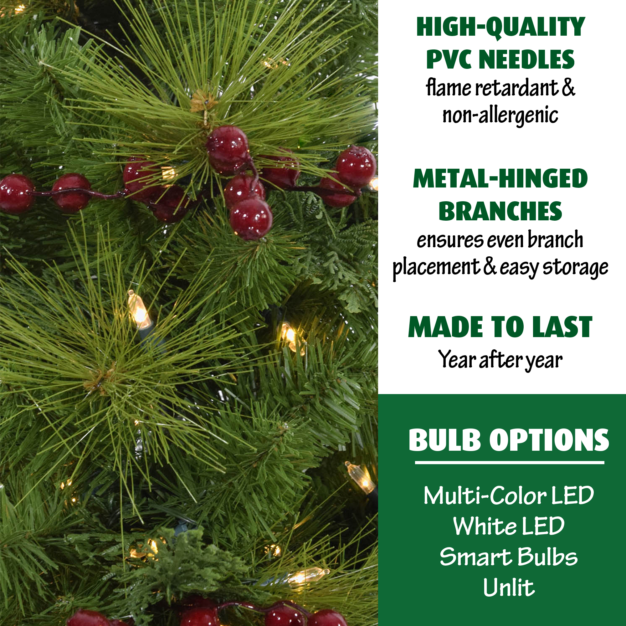 Fraser Hill Farm Set of Two 4-Ft. Newberry Pine Artificial Trees with LED String Lights, FFNP056-5GRB/SET2