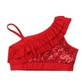 thumbnail image 4 of Miaeowve Débardeur à une Épaule à Sequins Brillants pour Filles, Rouge 6, 4 of 7