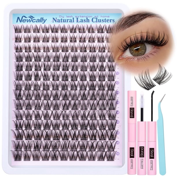 Kit de extensión de pestañas Newcally Lash Clusters Wispy Natural