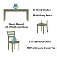 thumbnail image 4 of Paproos 5 Piece Dining Table Set, New Upgraded Wooden Kitchen Table with 2 Dining Chairs and 2 Benches Set, Farmhouse Style Dinette Set Wood Dining Room Table Set for 4-6, Green, 4 of 16