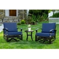 thumbnail image 1 of Kullavik 3 Piece Patio Outdoor Aluminum Metal Swivel Rocking Chair with Coffee Table and 5.1 Inch Cushion Outdoor Metal Swivel Rocking Chair Furniture Conversation Set for Porch Garden - Navy, 1 of 8