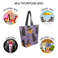 thumbnail image 7 of FORMRS Womens Canvas Tote Bag with Zipper Inner Pocket Shoulder Handbag, Purple Halloween Black Cat, 7 of 7