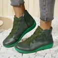 thumbnail image 2 of fukaraa Fashion Retro Solid Color Leather Flat Ankle Boots for Women Lace Up Slip On Low Heels Short Boots, 2 of 9