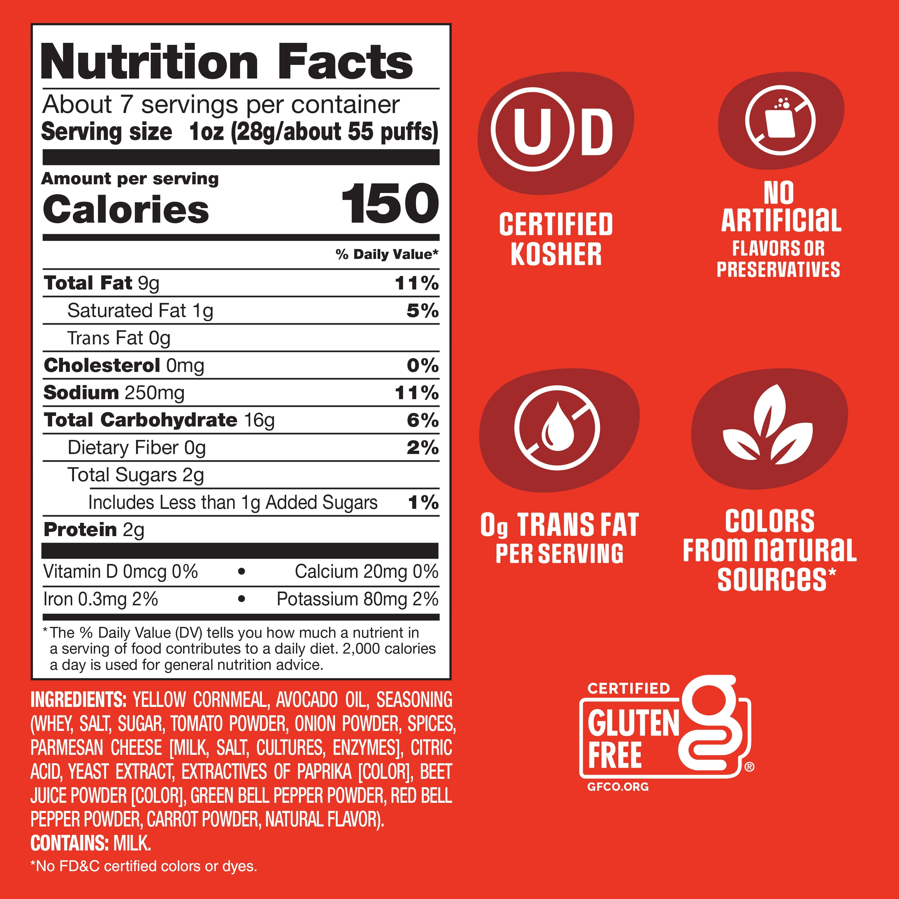 Sensible Portions Garden Veggie Puffs Made with Avocado Oil, Pizza Flavor, 6.5 oz Bag