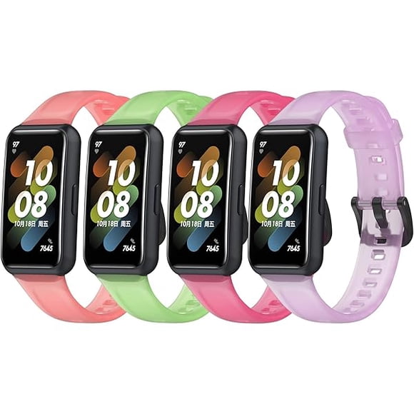 wonima11 [4pack Clear Colorful Bands Compatible with FITVII Slim Fitness Tracker Replacement Colorful Silicone Wristband Adjustable Accessory Bands Strap for FITVII Slim Fitness Tracker Women Kids