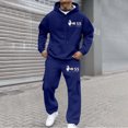 thumbnail image 2 of Valora Men Fahion Outfit Men's Casual Suit Set with Printed Jacket and Trousers for Everyday Outdoor Wear in Spring Autumn Winter Comfortable Style for Daily Leisure Blue XL, 2 of 5