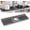 Dark gray, variant on Button Silicone Faucet Drain Mat, Extra-Long Self-Draining Splash Guard Sink Pad with Drainage Channels, Snap Button Design, Flexible Silicone