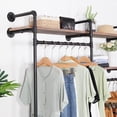 thumbnail image 6 of ZXNYH Industrial Pipe Gold Clothing Rack with 2 Tier Shelf, Double Hanging Rods Clothes Rack Wall Mounted, Display Rack On Wall for Hanging Clothes Retail Display, 6 of 8