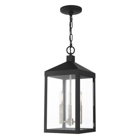 

3 Light Outdoor Pendant Lantern in Mid Century Modern Style 8.25 inches Wide By 18.5 inches High-Black Finish Bailey Street Home 218-Bel-4432567