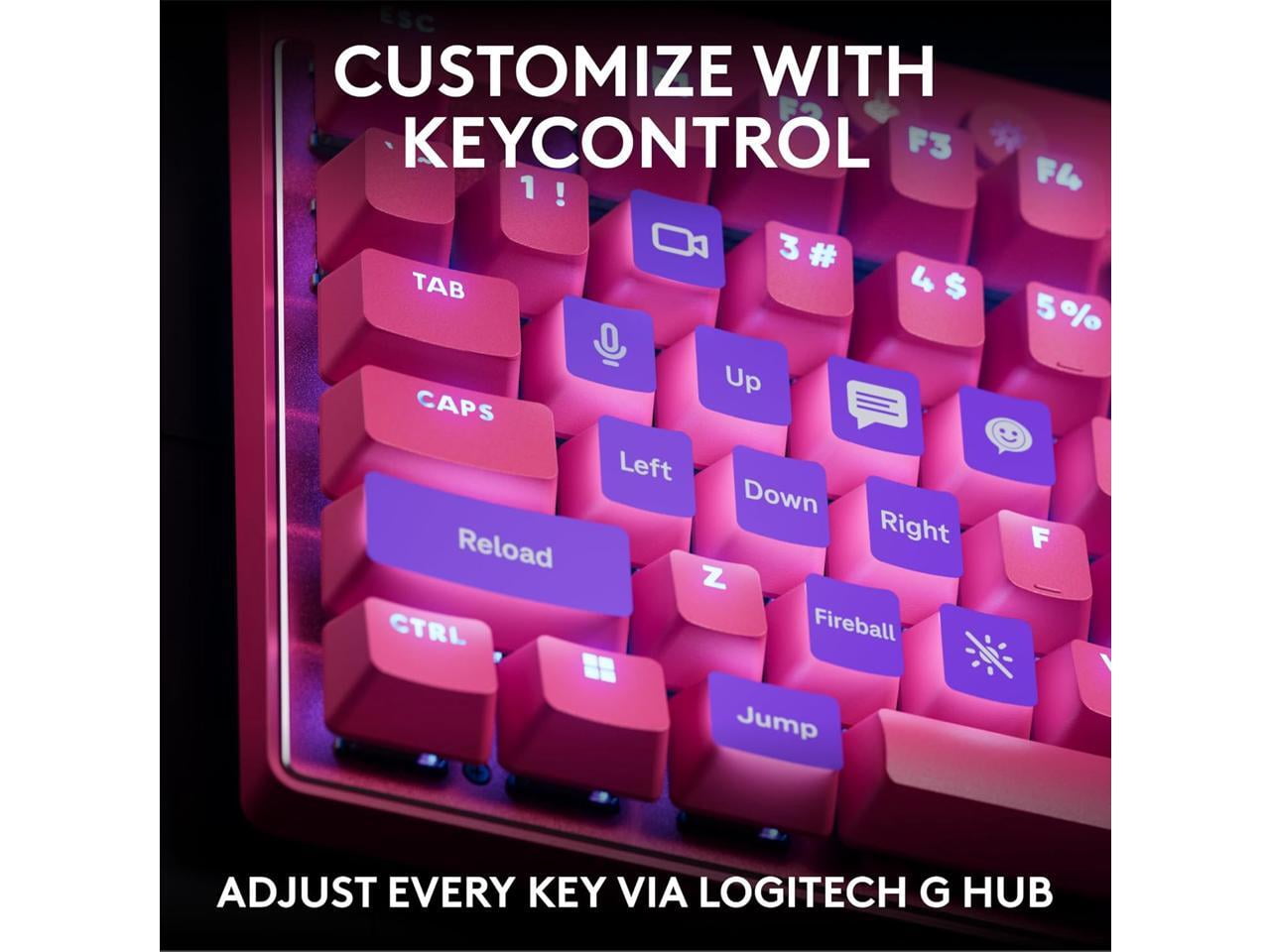 Logitech Pro X TKL RAPID Tenkeyless Wired Gaming Keyboard, Magenta 920-013133