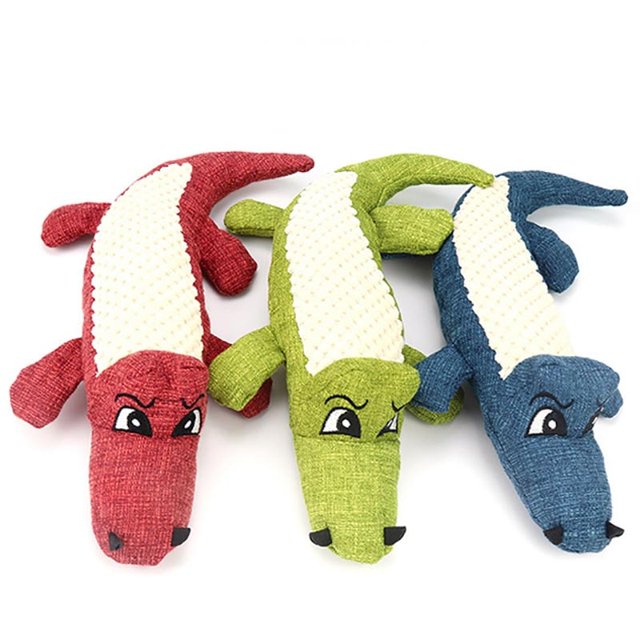 New Cute Plush Toys Squeak Children Pet Simulation Animal Plush Toy Dog Chew Squeaky Whistling Crocodile Toys heqiyong LED