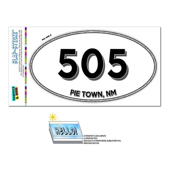 505 - Pie Town, NM - New Mexico - Oval Area Code Sticker