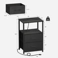 thumbnail image 3 of End Table with Charging Station, Side Table with 2 USB Ports and Outlets, Nightstand with Cloth Drawer, Set of 2, Couch Table, Charcoal Grey TB01BY052, 3 of 13